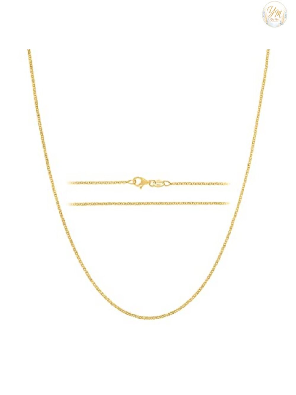 14K Gold Plated Sterling Silver Cable Chain Necklace, Dainty 1.5mm Lobster Clasp